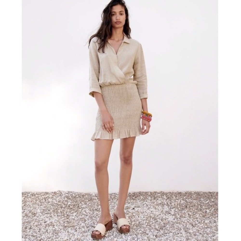 ZARA LINEN BLEND MINI DRESS